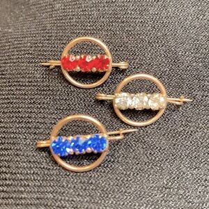 Antique  Red, White, & Blue Gold and Rhinestone Scatter Pins